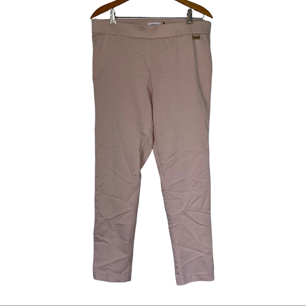 Calvin Klein Pink Peach Career Pants Pull On Chinos Stretch Treggings